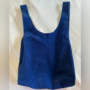 BAGGU Blue Suede Tote Bag